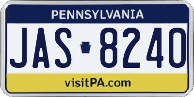 PA license plate JAS8240