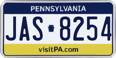 PA license plate JAS8254