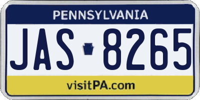 PA license plate JAS8265