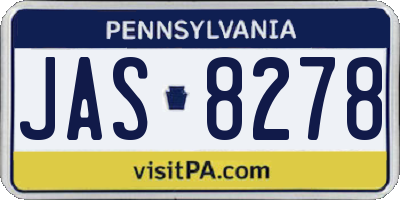 PA license plate JAS8278