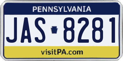 PA license plate JAS8281