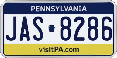PA license plate JAS8286