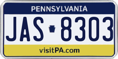 PA license plate JAS8303