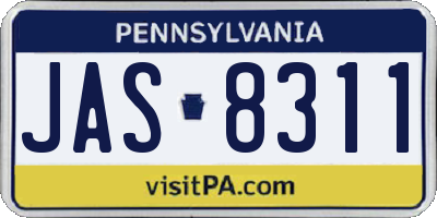 PA license plate JAS8311
