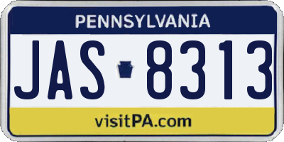PA license plate JAS8313