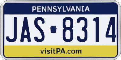 PA license plate JAS8314