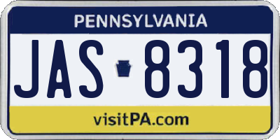 PA license plate JAS8318