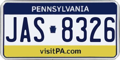 PA license plate JAS8326