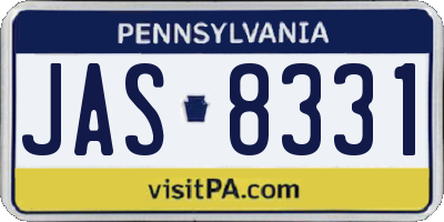 PA license plate JAS8331