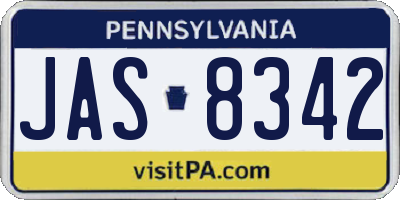 PA license plate JAS8342