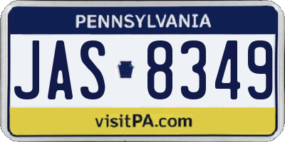 PA license plate JAS8349