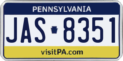 PA license plate JAS8351