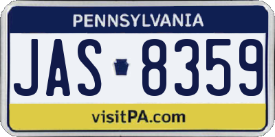 PA license plate JAS8359