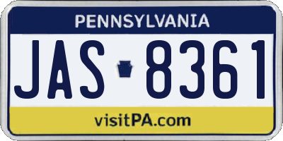 PA license plate JAS8361