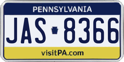 PA license plate JAS8366