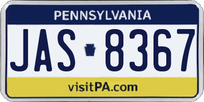 PA license plate JAS8367