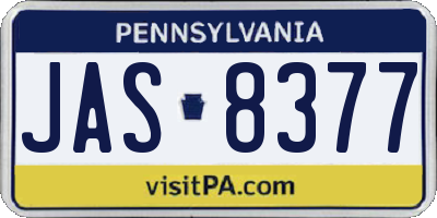PA license plate JAS8377