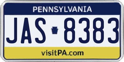 PA license plate JAS8383