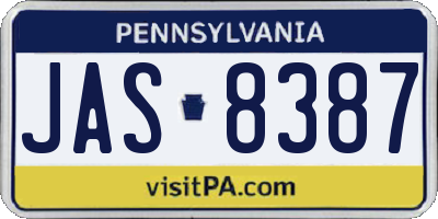 PA license plate JAS8387