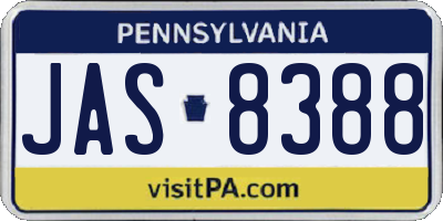 PA license plate JAS8388