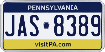 PA license plate JAS8389