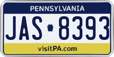 PA license plate JAS8393