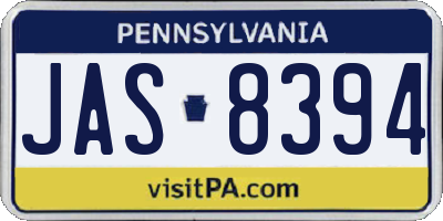 PA license plate JAS8394