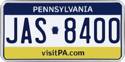 PA license plate JAS8400