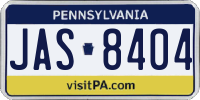 PA license plate JAS8404