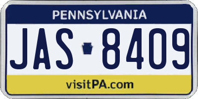 PA license plate JAS8409