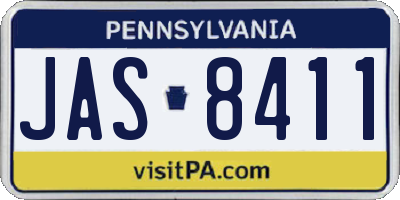 PA license plate JAS8411