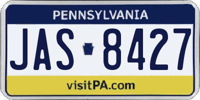 PA license plate JAS8427