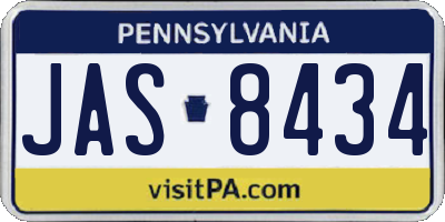 PA license plate JAS8434