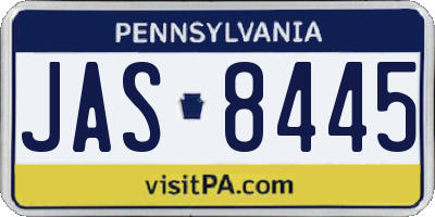 PA license plate JAS8445