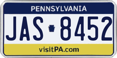 PA license plate JAS8452