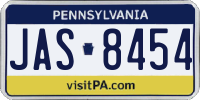 PA license plate JAS8454