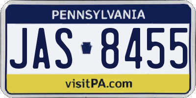 PA license plate JAS8455
