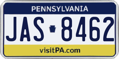PA license plate JAS8462