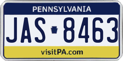 PA license plate JAS8463