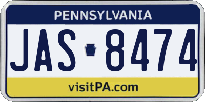 PA license plate JAS8474