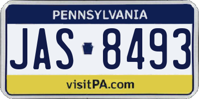 PA license plate JAS8493