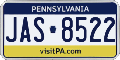 PA license plate JAS8522