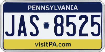 PA license plate JAS8525