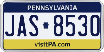 PA license plate JAS8530