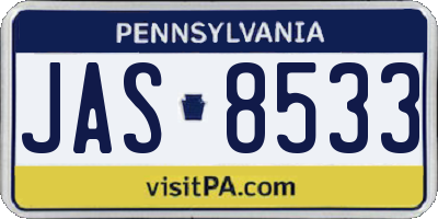 PA license plate JAS8533