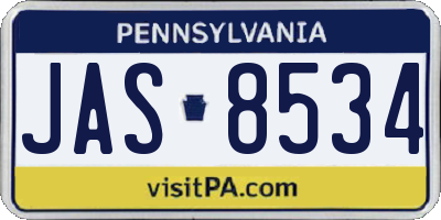 PA license plate JAS8534