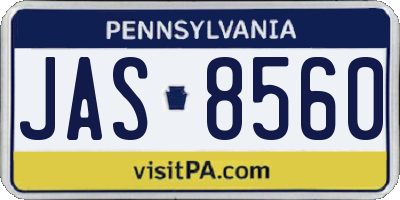 PA license plate JAS8560