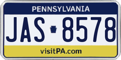 PA license plate JAS8578