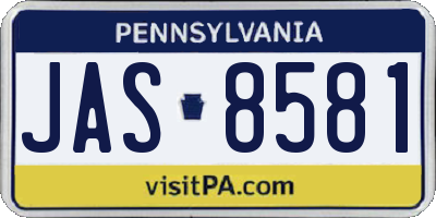 PA license plate JAS8581