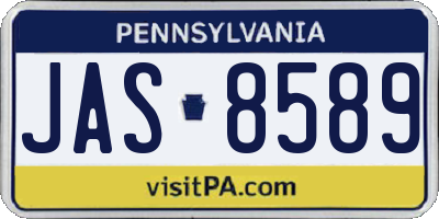PA license plate JAS8589